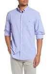 Vineyard Vines On-the-go Nylon Stretch Gingham Classic Fit Shirt In Sea Grape