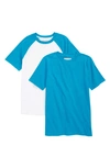 Nordstrom Kids' Assorted 2-pack Organic Cotton T-shirts In Blue- White Pack