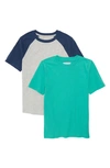 Nordstrom Kids' Assorted 2-pack Organic Cotton T-shirts In Green- Grey Pack