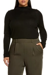 Vince Seamless Mock Neck Wool Blend Sweater In Black