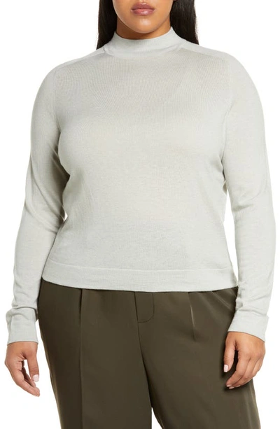 Vince Seamless Mock Neck Wool Blend Sweater In Silverstone