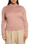 Vince Seamless Mock Neck Wool Blend Sweater In Pink