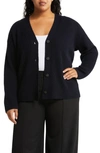 Vince Shaker Stitch V-neck Wool & Cashmere Cardigan In Black