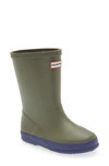 Hunter Kids' First Classic Waterproof Rain Boot In Ismarken Olive/ Balder Blue