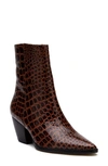 Matisse Caty Western Pointed Toe Bootie In Choco Croc