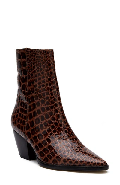 Matisse Caty Western Pointed Toe Bootie In Choco Croc