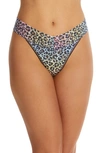 Hanky Panky Print Regular Rise Thong In Rainbow Leopard