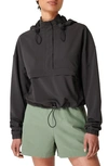 Sweaty Betty Crop Woven Track Jacket With Removable Hood In Dark Grey