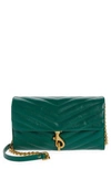 Rebecca Minkoff Edie Quilted Leather Wallet On A Chain In Emerald