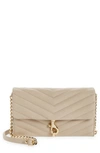 Rebecca Minkoff Edie Quilted Leather Wallet On A Chain In Tahini