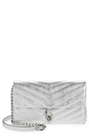 Rebecca Minkoff Edie Quilted Leather Wallet On A Chain In Silver