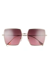 Burberry 58mm Gradient Polarized Square Sunglasses In Light Gold/ Rose Gradient