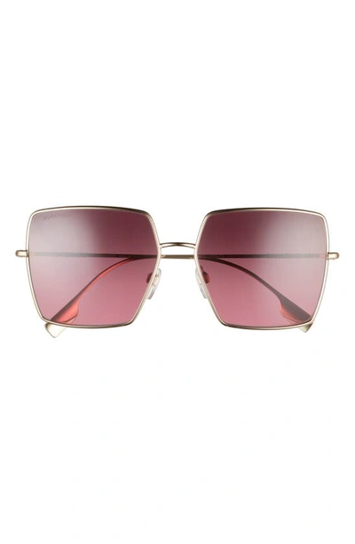Burberry 58mm Gradient Polarized Square Sunglasses In Light Gold/ Rose Gradient