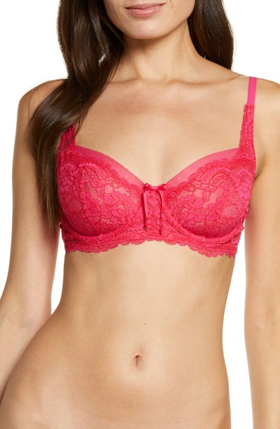 Skarlett Blue Minx Balconette Bra In Pop Pink/ Bright Poppy