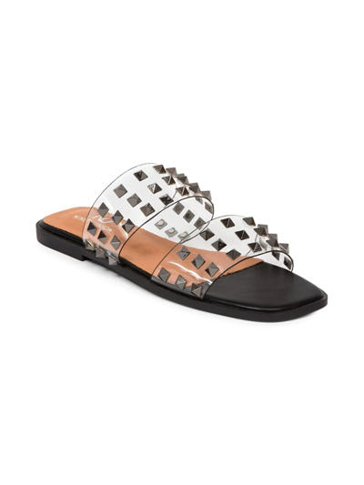 Ninety Union Women's Bloom Studded Transparent Flat Sandals In Black