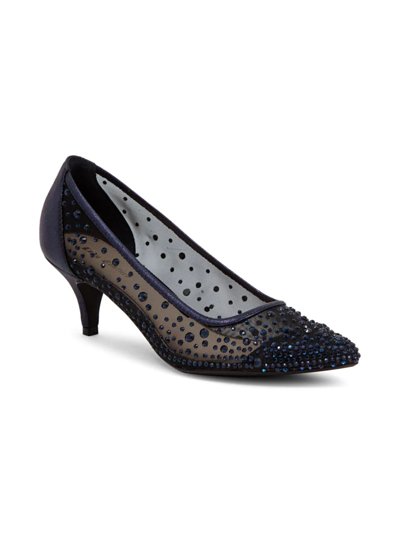 Lady Couture Women's Silk Embellished Pumps In Navy