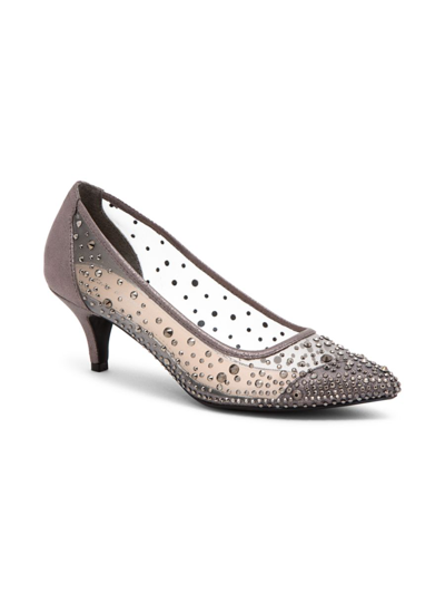 Lady Couture Women's Silk Embellished Pumps In Pewter