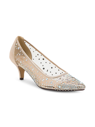 Lady Couture Women's Silk Embellished Pumps In Champagne