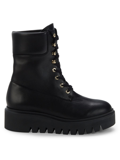 Stuart Weitzman Women's Chalet Leather Combat Boots In Black | ModeSens