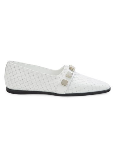Costume National Women's Studded Woven Leather Loafers In White