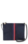 CLARE V SAC BRETELLE PERFORATED SUEDE CROSSBODY