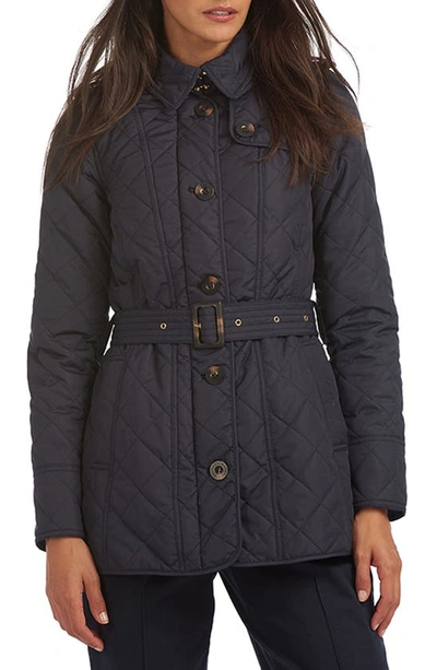 Barbour Tummel Belted Quilted Jacket In Navy
