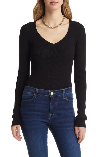 Halogen V-neck Sweater In Black
