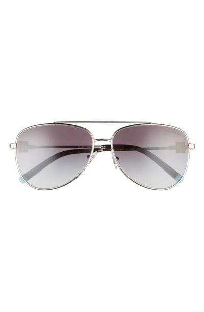 Tiffany & Co 59mm Pilot Sunglasses In Silver/ Grey Gradient
