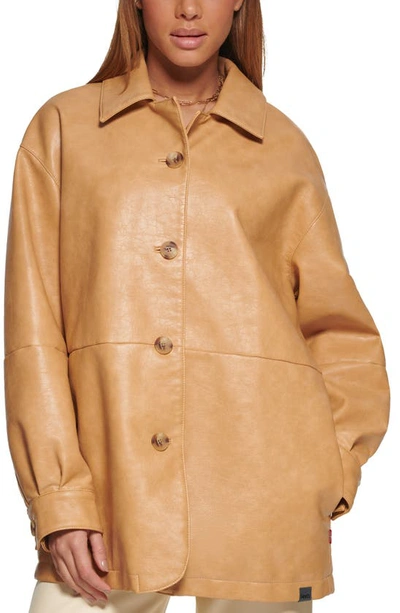 Levi's Oversize Faux Leather Jacket In Tan