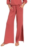 Everyday Ritual Riley Slit Wide-leg Cotton Gauze Pants In Sienna