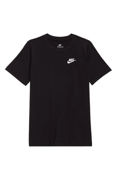 Nike Kids' Embroidered Swoosh T-shirt In Black/ White