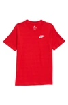 Nike Kids' Embroidered Swoosh T-shirt In University Red/ White