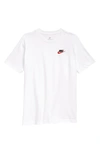 Nike Sportswear Kids' Embroidered Swoosh T-shirt In White/ University Red