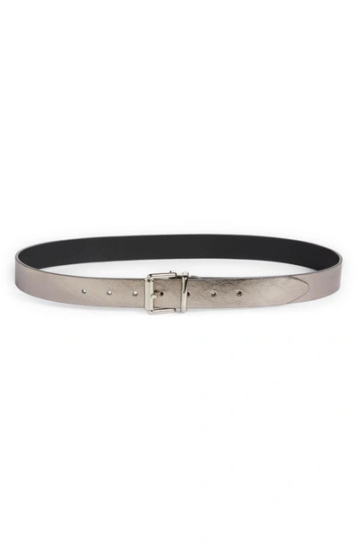 Rebecca Minkoff Reversible Leather Belt In Metallic/ Black