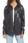 Thread & Supply Faux Leather Shirt Jacket In Black