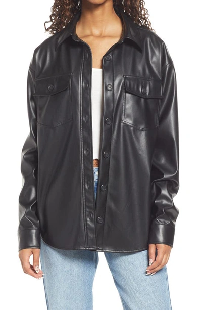 Thread & Supply Faux Leather Shirt Jacket In Black