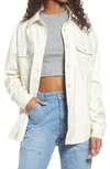 Thread & Supply Faux Leather Shirt Jacket In Cream