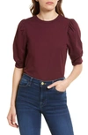 Frame Frankie Puff Sleeve Cotton Blouse In Cabernet