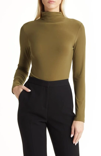 Halogen Funnel Neck Top In Olive Italy