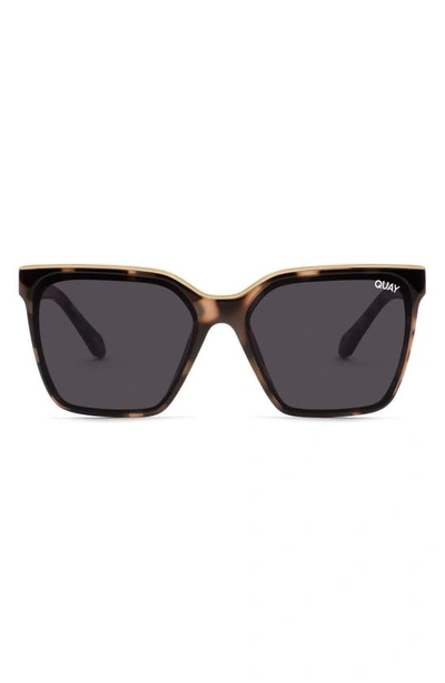 Quay Level Up 51mm Square Sunglasses In Milky Tortoise Gold / Smoke