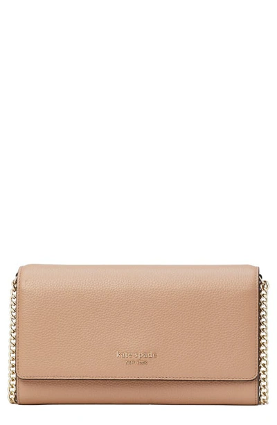 Kate Spade Roulette Leather Wallet On A Chain In Raw Pecan