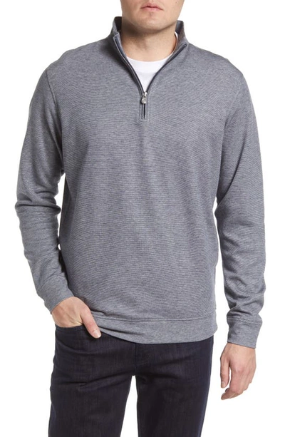 Peter Millar Crown Comfort Interlock Stripe Cotton Blend Quarter Zip Pullover In Navy