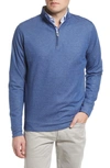 Peter Millar Crown Comfort Interlock Stripe Cotton Blend Quarter Zip Pullover In Nordic Blue
