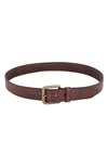 Frye Leather Belt In Brown And Antique Brass