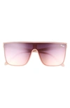 Quay Nightfall 49mm Shield Sunglasses In Milky Blush / Navy Peach