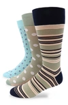 LORENZO UOMO 3-PACK ASSORTED STRIPE COTTON BLEND DRESS SOCKS