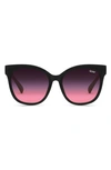 Quay It's My Way 53mm Cat Eye Sunglasses In Matte Black / Black Pink Fade