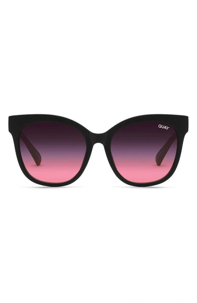 Quay It's My Way 53mm Cat Eye Sunglasses In Matte Black / Black Pink Fade