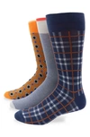 Lorenzo Uomo 3-pack Assorted Plaid Cotton Blend Dress Socks In Light Blue
