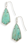 Kendra Scott Camry Drop Earrings In Rhodium Sea Green